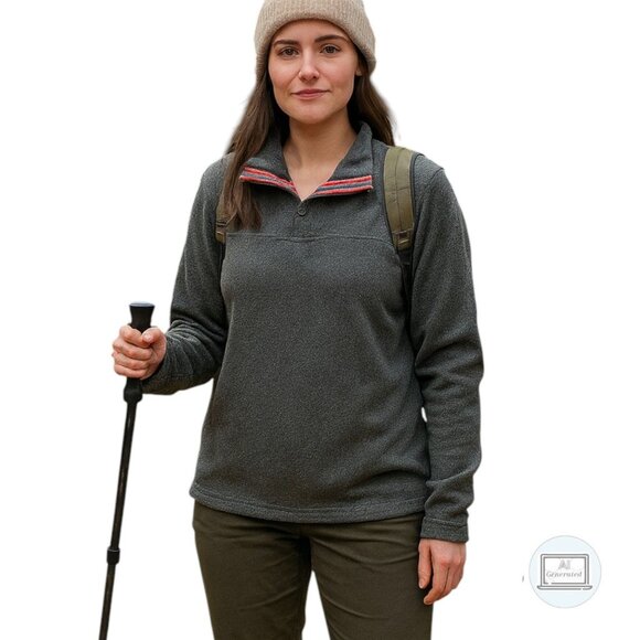 Mountain Khakis Womens Pop Top Pullover Snap Collar Henley Gray Size M - Picture 1 of 11